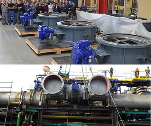 vannes de 1600 mm de diamètre de passage pour l’industrie sidérurgique . 